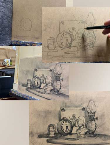 木炭によるバリュースケッチ